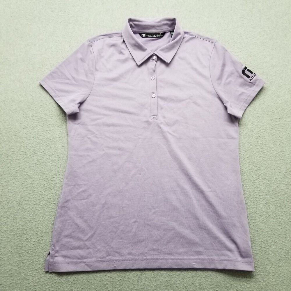 Travis Mathew Polo Shirt Womens Medium Purple Short Sleeve‎ Buttons